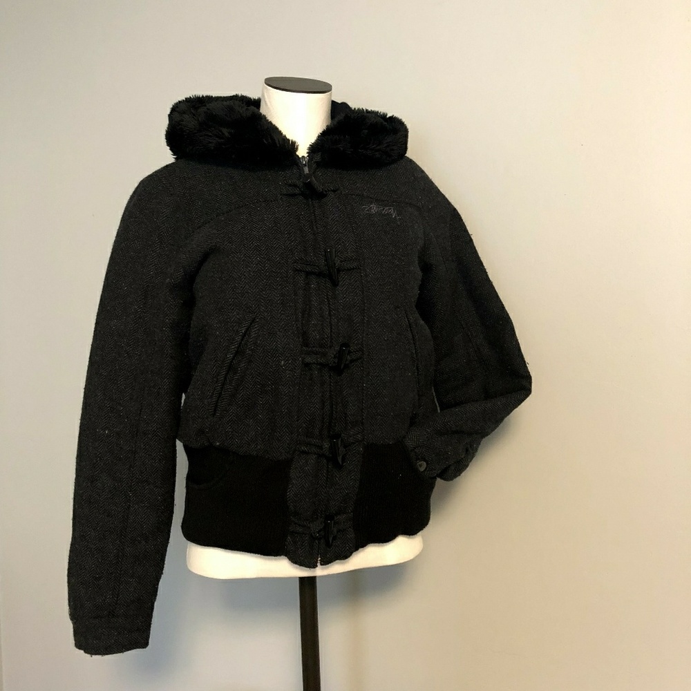 Women's Stussy Winter Tweed Puffer Bomber Jacket
